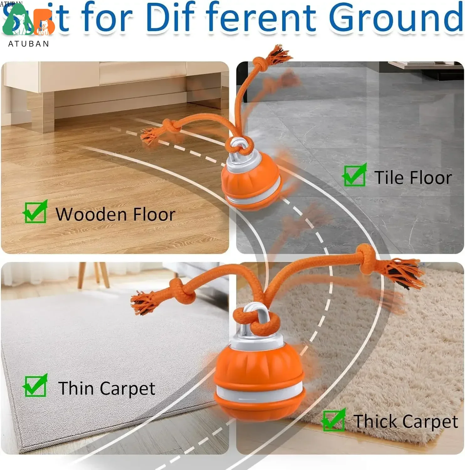 ATUBAN-juguetes interactivos para perros, pelota para perros activada por movimiento, juguetes de pelota rodante automática para cachorros, pelota rodante activa para gatos y perros - imagen 4