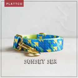 Correa para perro estampado SUNSET SEA con hebilla dorada