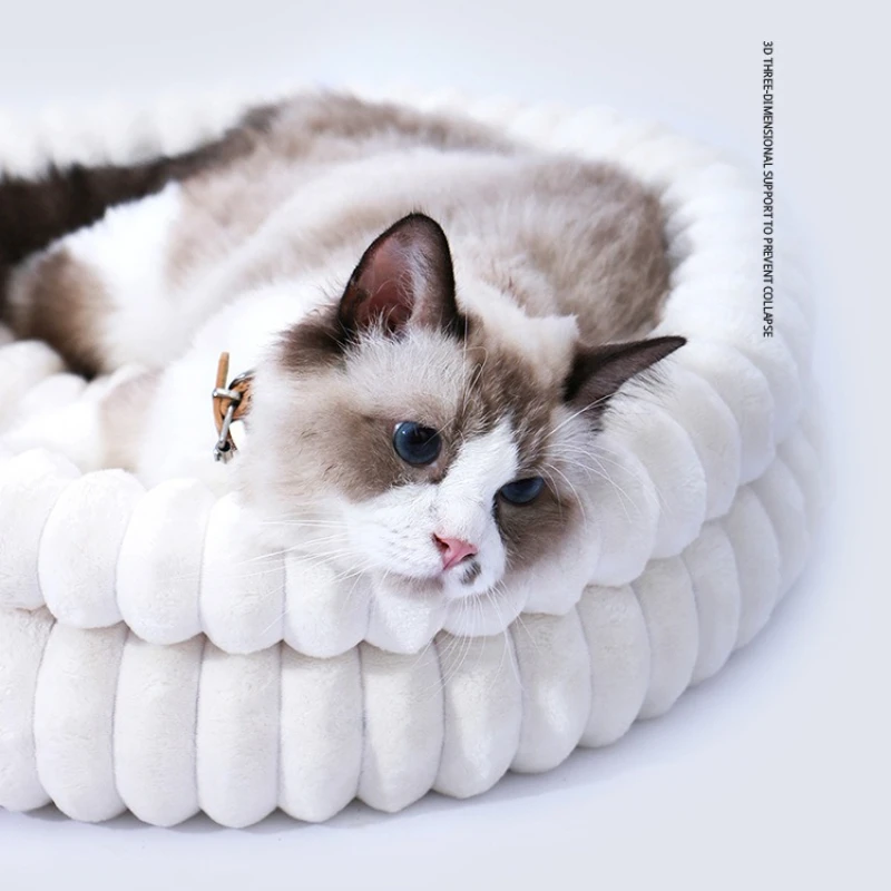 Cama redonda cálida para gatos y perros de jardín con acolchado grueso - imagen 4