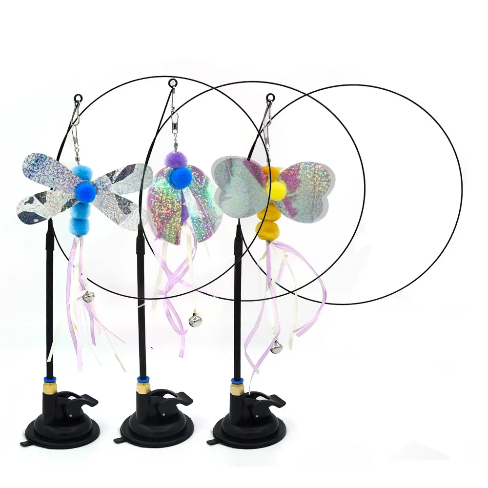 Juguetes Divertidos para gatos, ventosa de alambre de acero, palo interactivo para gatos, ratón, pluma, gatito, ejercicio de caza, suministros de productos para mascotas - imagen 2