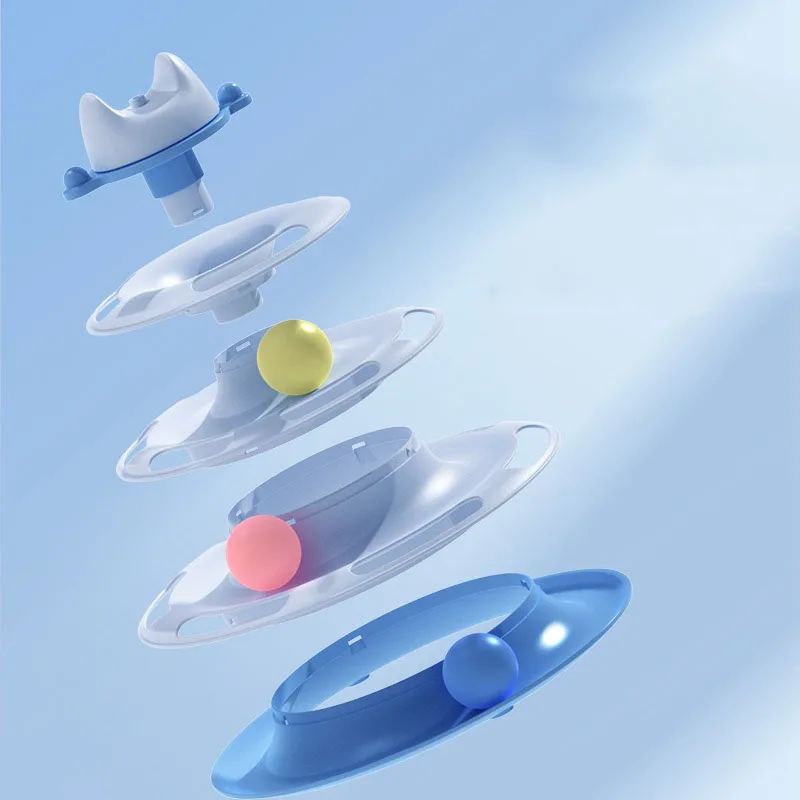 Torre de juguete interactiva para gatos, plato giratorio para gatitos, bolas con rodillo, juguetes con plumas, suministros para mascotas, juguete para torre para gatos - imagen 2