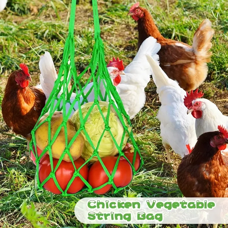 Bolsa de cuerda de red para verduras y pollos, soporte para frutas y aves de corral, alimentador para repollo y pollo, herramienta de alimentación para gallina, ganso, pato, pájaros grandes