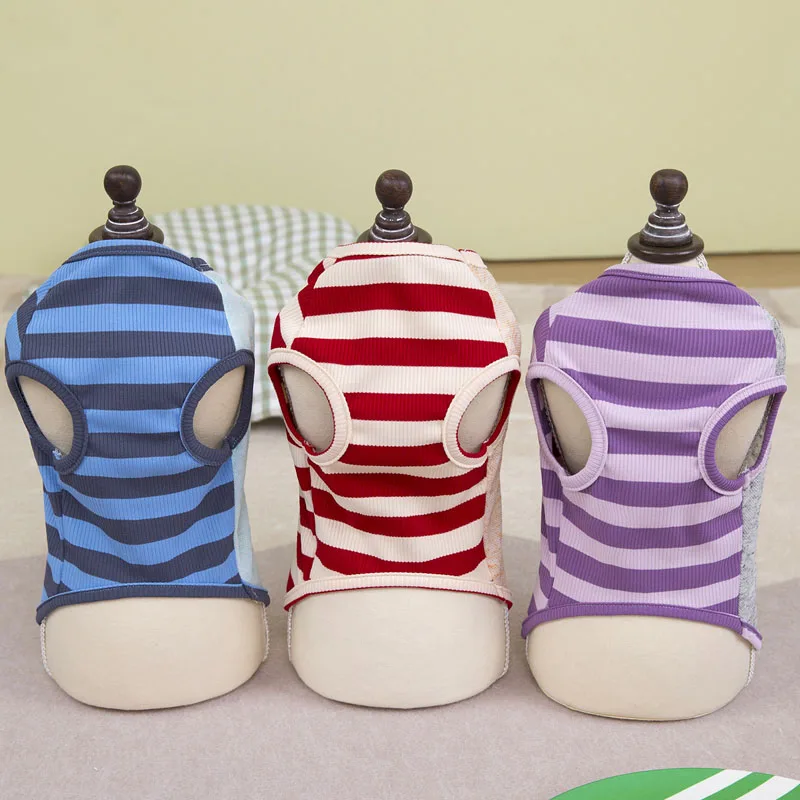Ropa a rayas para perros, disfraces sin mangas de verano, sudaderas con capucha, camiseta para perros pequeños y medianos, Chihuahua Yorkie, camisa para cachorros, sudadera XXL - imagen 3