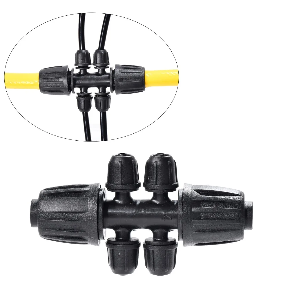 5 uds 16mm a 4/7mm reductor conector de 6 vías jardín invernadero manguera de riego agrícola accesorio para sistemas de riego