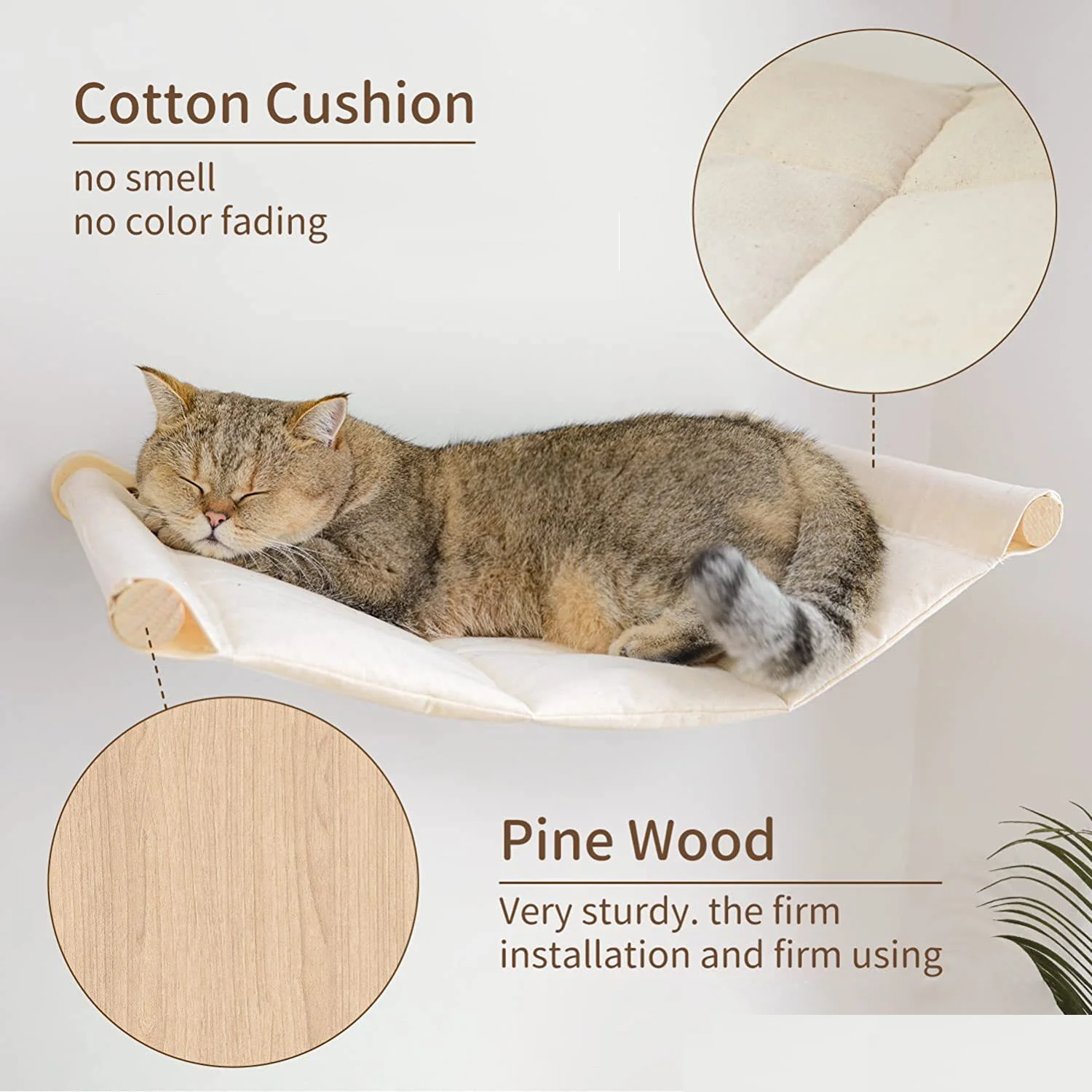Hamaca para gatos montada en la pared, ahorro de espacio, marco de escalada para gatos resistente al desgaste de Sisal, juego de descanso para actividades para mascotas, muebles de interior para gatos - imagen 2