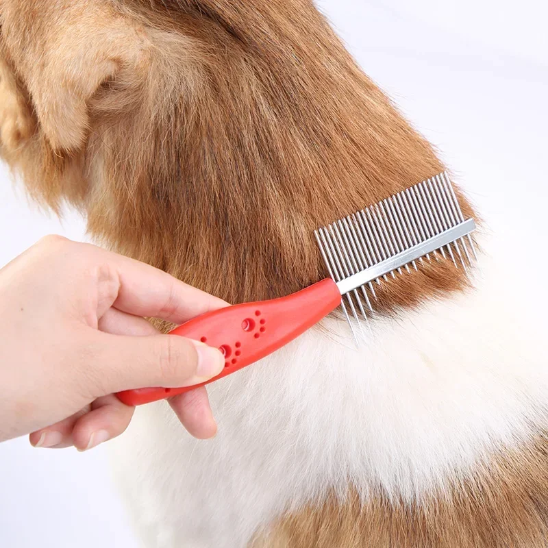 Peine de dos caras para perros, cepillo para quitar el pelo, peine para pulgas, suministros para gatos y mascotas, herramienta de limpieza de peine de dientes finos, cepillo para piojos para perros - imagen 2