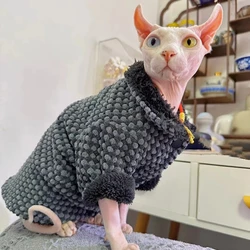 Chaqueta de vellón cálida para gato Sphynx Ropa de gato sin pelo Elegante abrigo de invierno cómodo Suéter engrosante Cárdigan para gatitos Perros