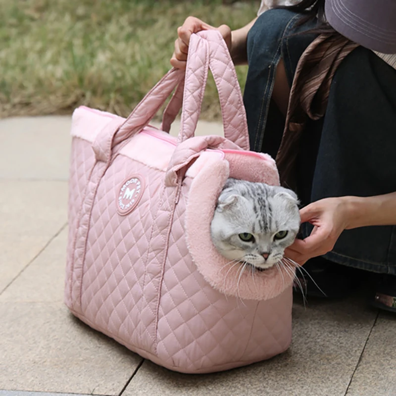 Winter Warm Pet Cat Carrying Bag Thickened Plush Cat Carrier Bag Single Shoulder Bag for Small Dogs Cats Pet Supplies - imagen 3