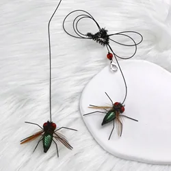 Juguete para gatos: varita con mosca simulada y cabeza extraíble