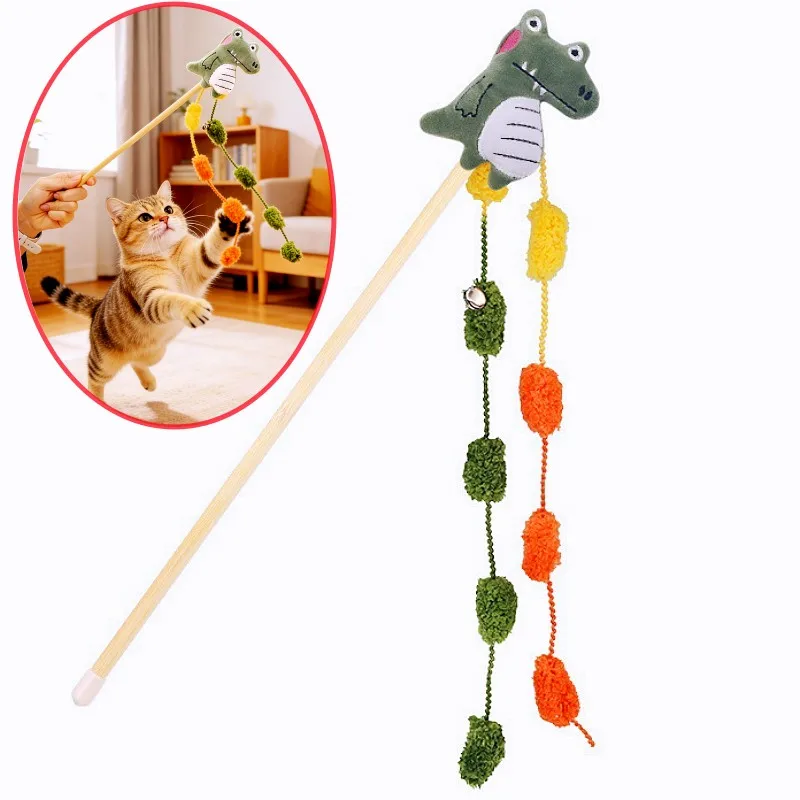 Juguete interactivo para gatos: bola peluche, borlas y palo largo - imagen 5