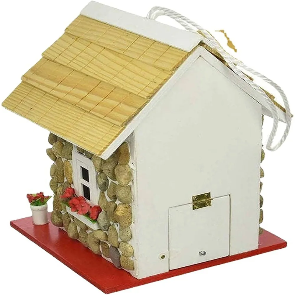 Casa de pájaros de resina para exteriores, casas de pájaros para anidar aves salvajes, casas de pájaros de piedra decorativas para decoración de jardín y patio