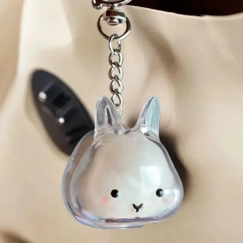 Llavero con colgante transparente conmemorativo de pelo de mascota, organizador de cápsulas de almacenamiento de piel de conejo para mochila, bonita colección de recuerdos para mascotas
