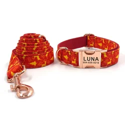 Collar perro personalizado con grabado y correa a juego – Navidad