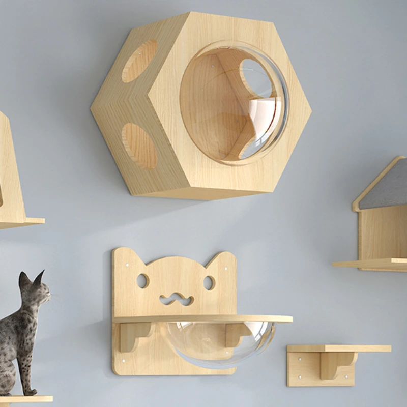 Torres de madera para gatos, accesorios para el hogar, bonito rasguño para gatos, torre trepadora de árboles con hamaca, juguete portador, ayuda para entrenamiento, producto para mascotas - imagen 4