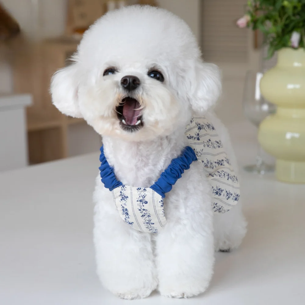 Robe courte à bretelles florales pour animaux de compagnie, robe mignonne pour chat et chien, vêtements pour animaux de compagnie Teddy INS, vêtements pour chiots, robes pour petits chiens - imagen 5