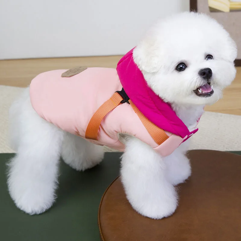 Ropa para perros, disfraz sin mangas de invierno, chaleco con capucha, chaqueta de plumón para perros pequeños, traje de Corgi, ropa, abrigo con arnés para cachorros XL - imagen 4