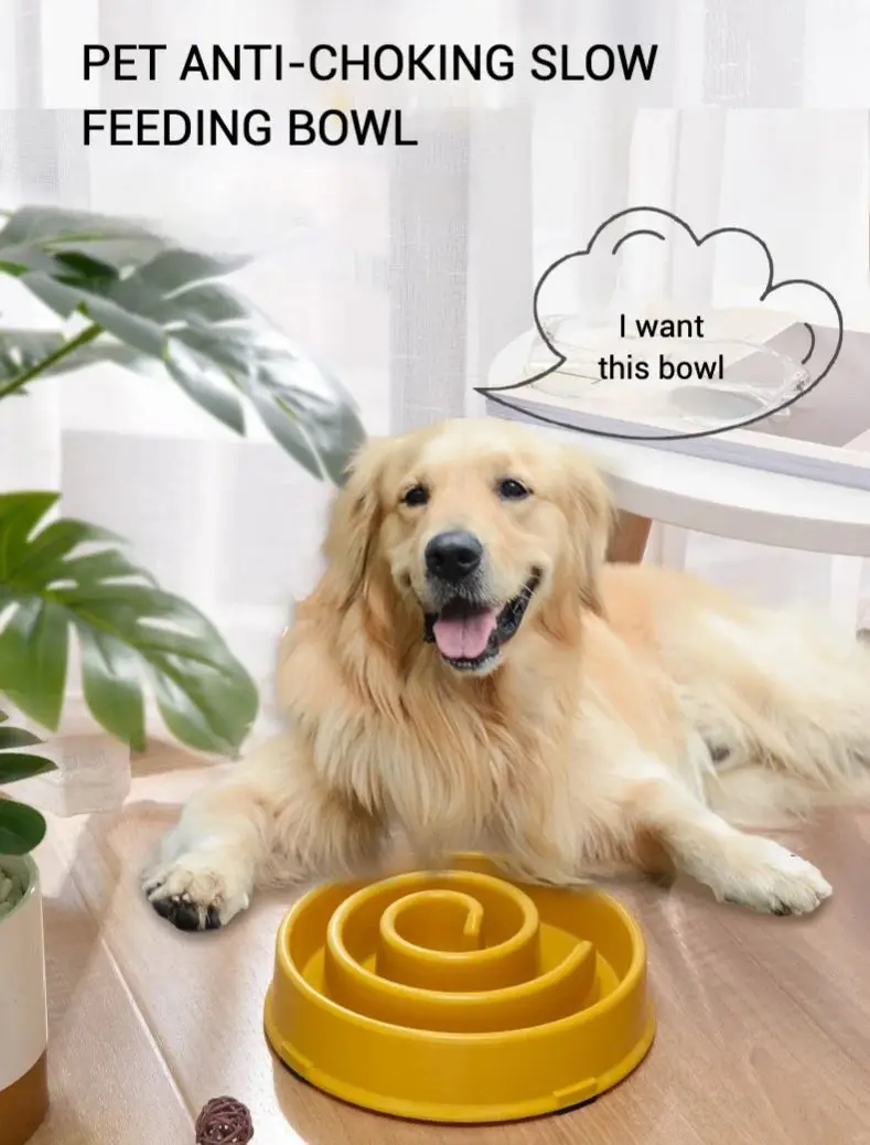 Cuenco de alimentación lenta para mascotas con forma de remolino para perros y gatos, plato de comida antideslizante resistente a mordeduras no tóxico con columnas elevadas