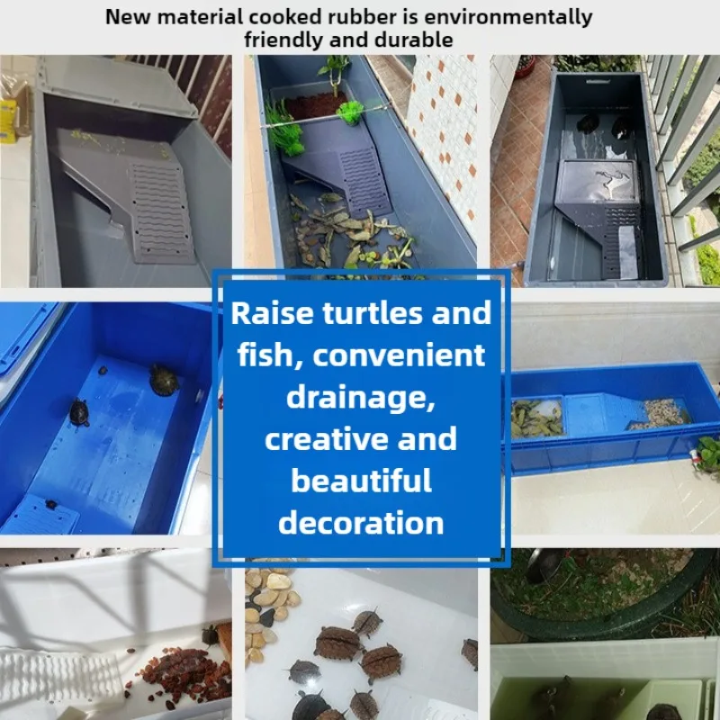 Large Turtle Tank Aquarium Long Length Turtle Box Big Thickened Drainage Turtles Terrarium House Pool Water Platform Reptiles - imagen 4