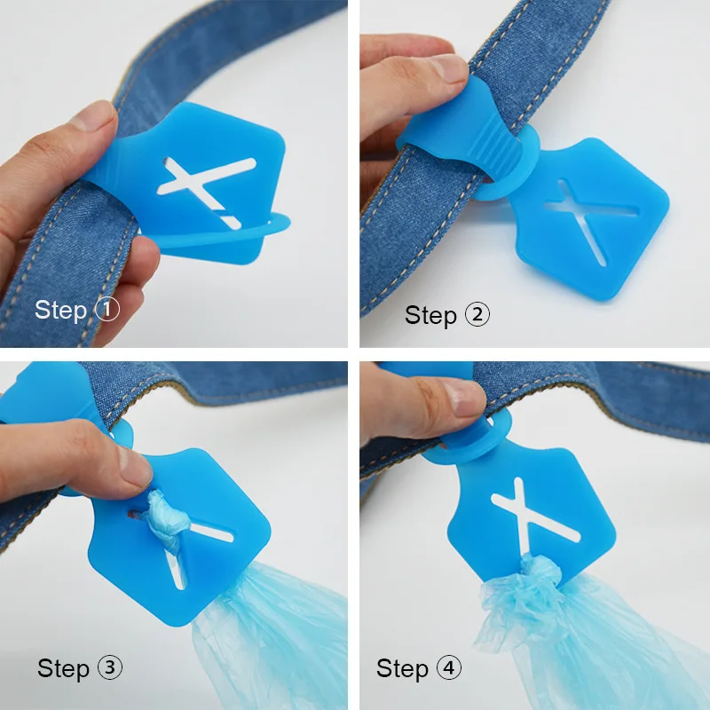 Soporte de silicona para bolsas de excrementos de perros, Clip dispensador de bolsas de basura manos libres para correa, suministros de limpieza para mascotas - imagen 3