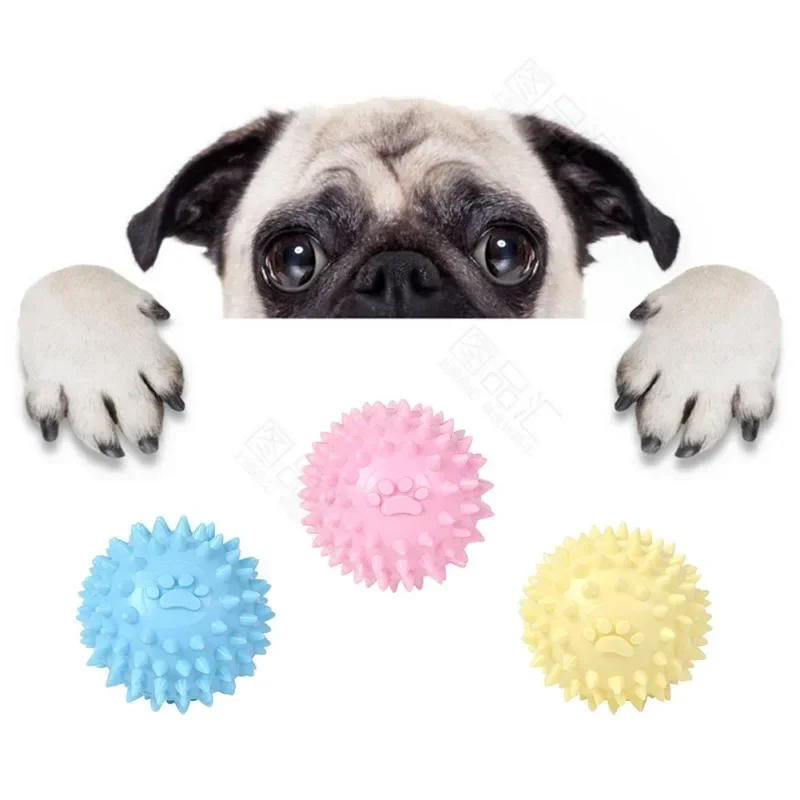 Juguete interactivo para masticar perros, bola de goma para perros pequeños y grandes, Limpieza de dientes de mascotas, Bola de huella Indestructible, accesorios para mascotas - imagen 2