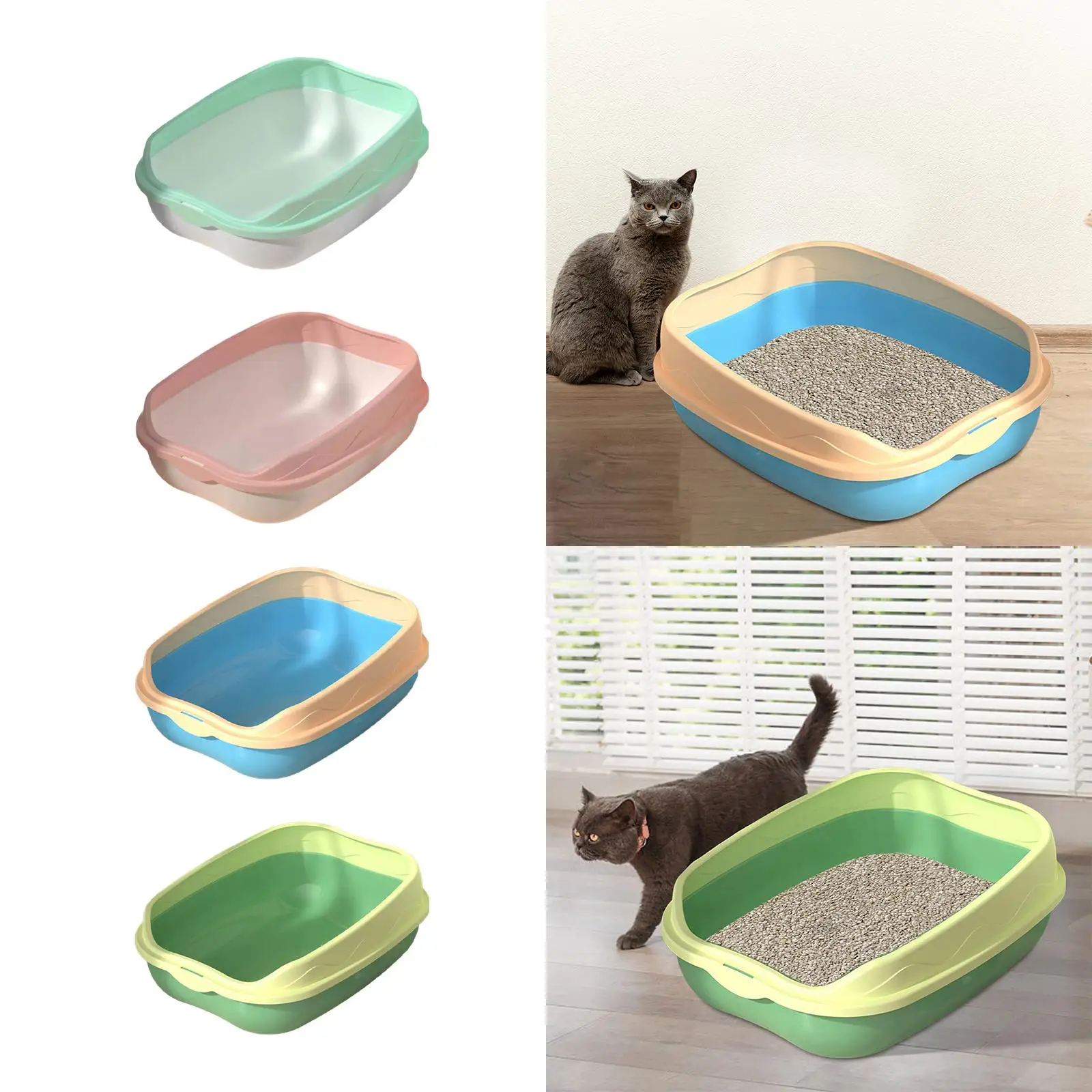 Bandeja semicerrada antisalpicaduras para gatos, suministros para gatos - imagen 4