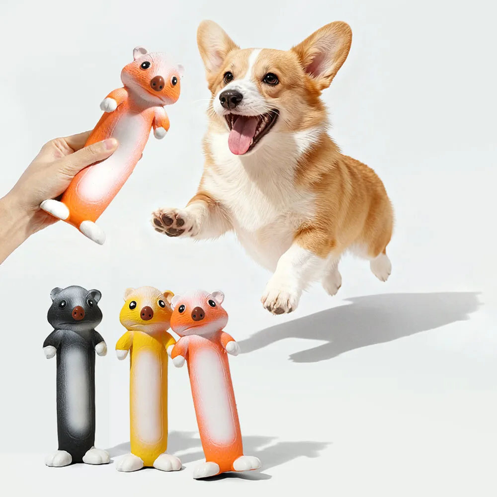 Juguete de perro chirriante en forma de nutria de peluche, palo Molar para masticar duradero, juguete interactivo para mascotas para cachorros, perros pequeños y medianos, limpieza de dientes