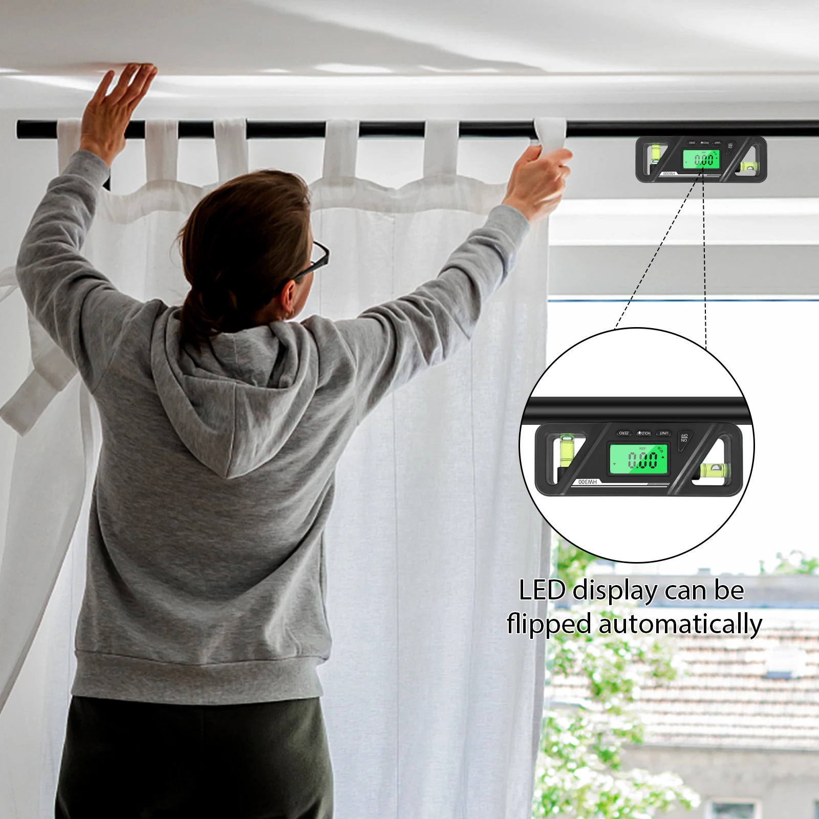 Inclinómetro HW300 pantalla LCD transportador Digital medidor de nivel inclinómetro de medición de ángulo 90 ° Base magnética de neodimio de nivel - imagen 2