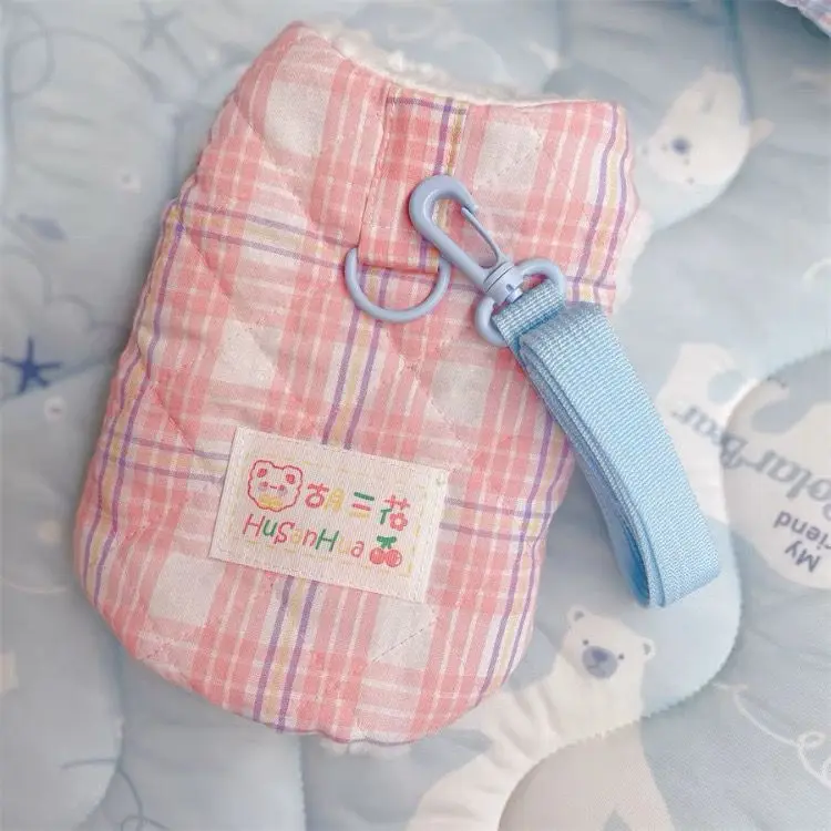 Abrigo bonito a cuadros de Color para perro, ropa de invierno Meow, cálido para perro, osos gruesos de felpa, ropa de peluche, abrigo con anillo de tracción de cuerda para perro pequeño - imagen 5