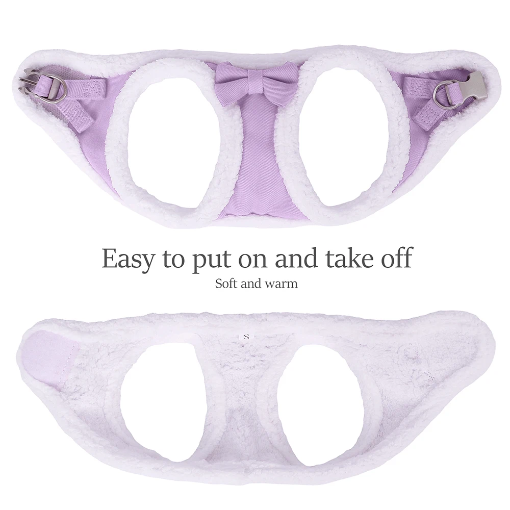 Conjunto de correas y arnés para perros cálidos para invierno, arnés acolchado de piel suave para cachorros y gatos, chaleco grueso para perros pequeños y medianos, Chihuahua Pug - imagen 3