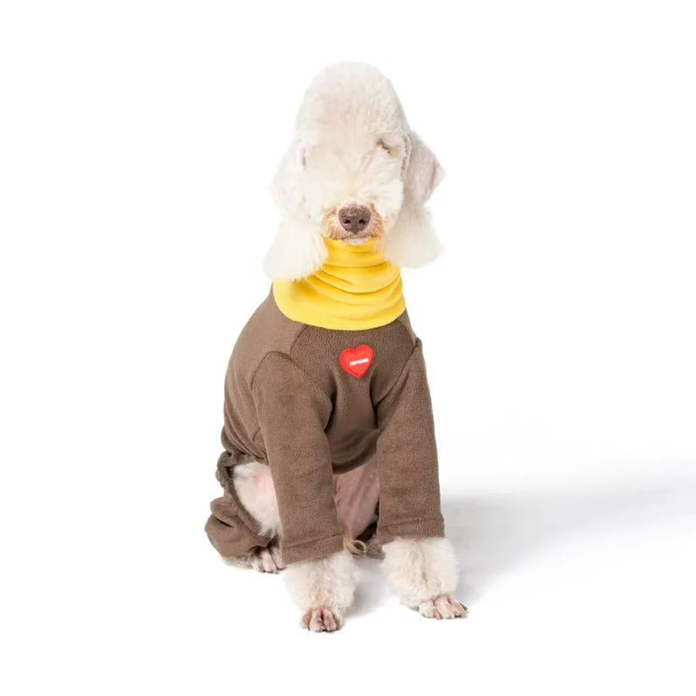 Sudadera de lana para perros medianos con cuello alto contrastante - imagen 5