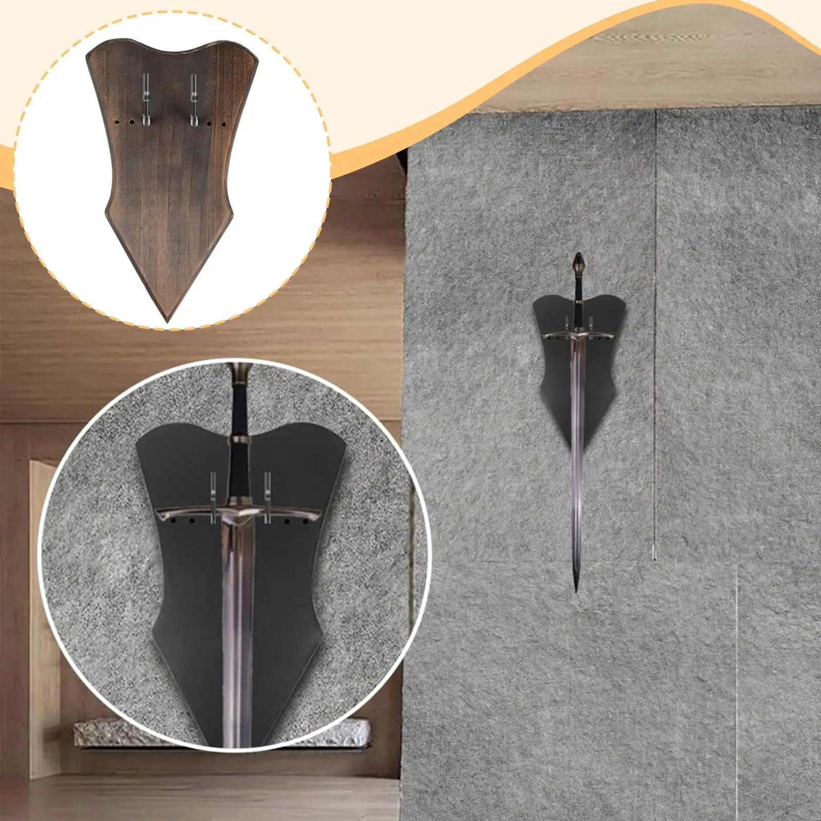 Sword Stand Hanging Board Wooden Sword Wall Mount for Housewarming Gift