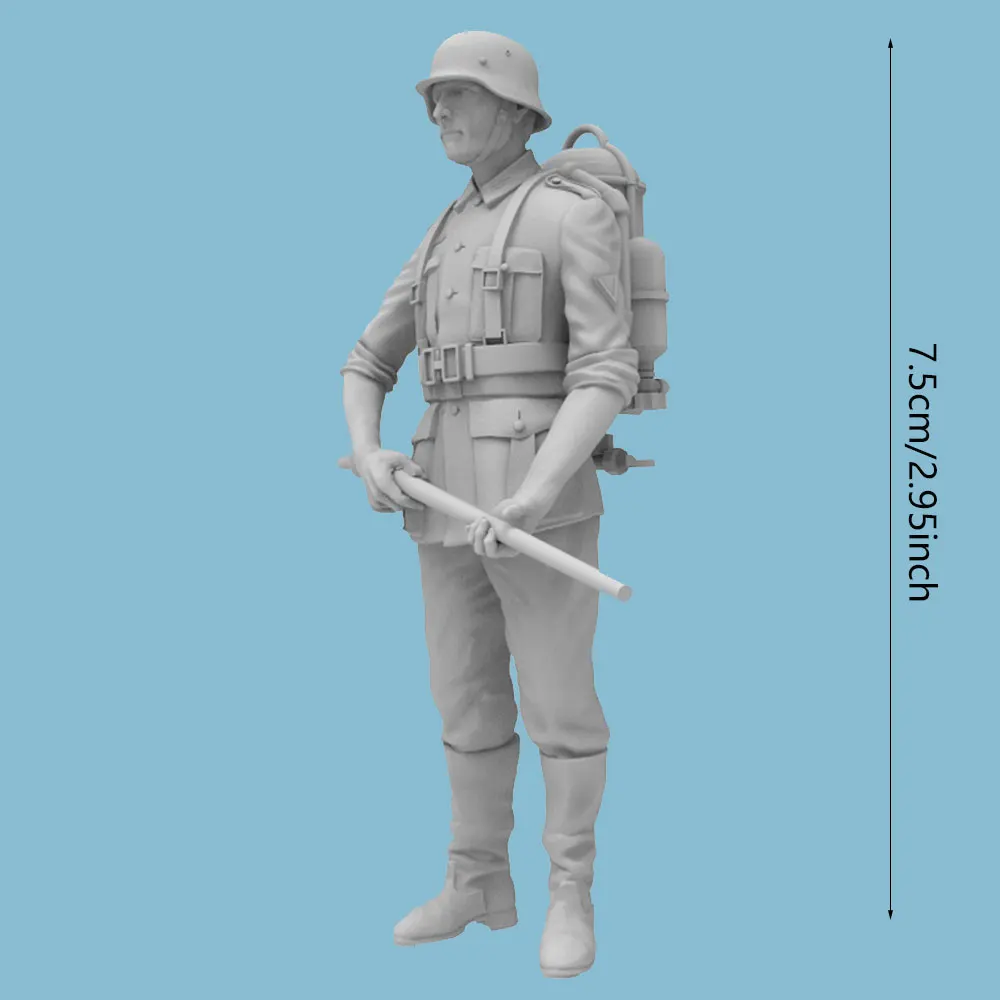 Soldado miniatura lanzallamas Segunda Guerra Mundial resina sin pintar - imagen 5