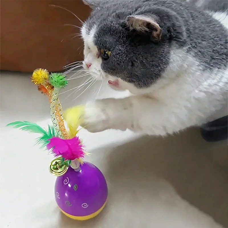 Juguetes interactivos para gatos, divertido juguete de burlas con plumas para mascotas, juguete con sonido para mascotas, vaso para gatitos, juguete con campana pequeña, accesorios para gatos