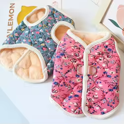 Ropa de invierno para perros y gatos - Abrigo floral cálido