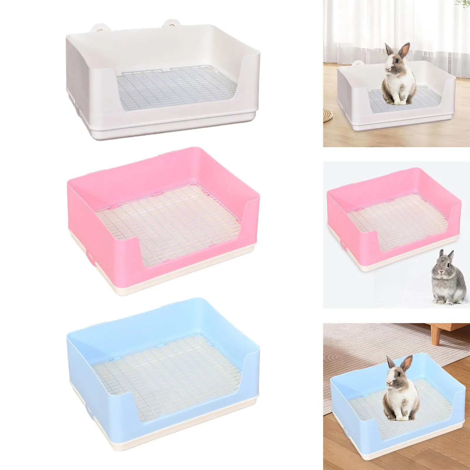 Litter Box Anti Splashing Detachable Tray Bedpan Small Animals Litter Tray for Chinchilla Guinea Pig Bunny Ferret Hamster