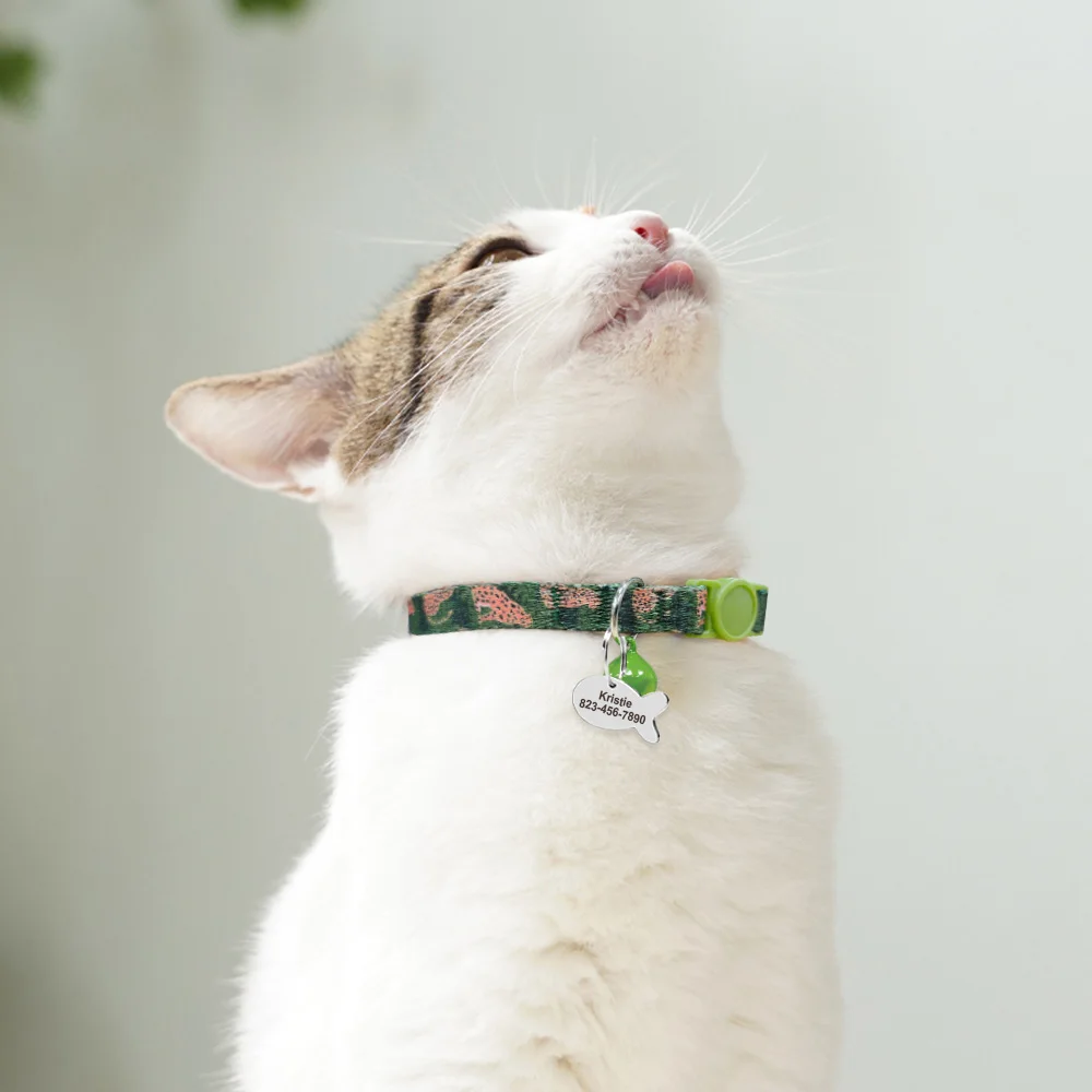 Collar personalizado para gatos, collares para cachorros y gatitos de liberación rápida, Collar ajustable para mascotas con etiqueta de identificación grabada, campana para perros pequeños y gatos - imagen 5