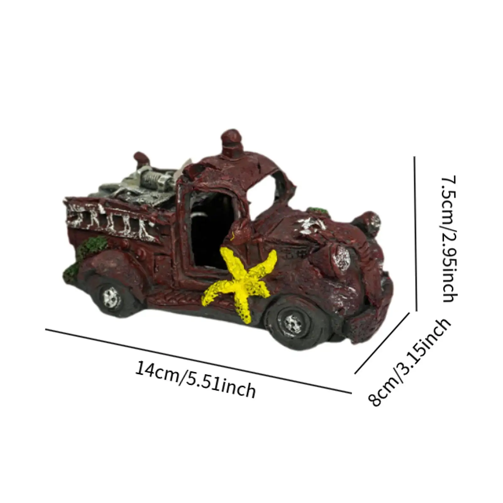 Resin Auto Wreck Aquarium Decoration for Fish Salt and Fresh Water Spawning