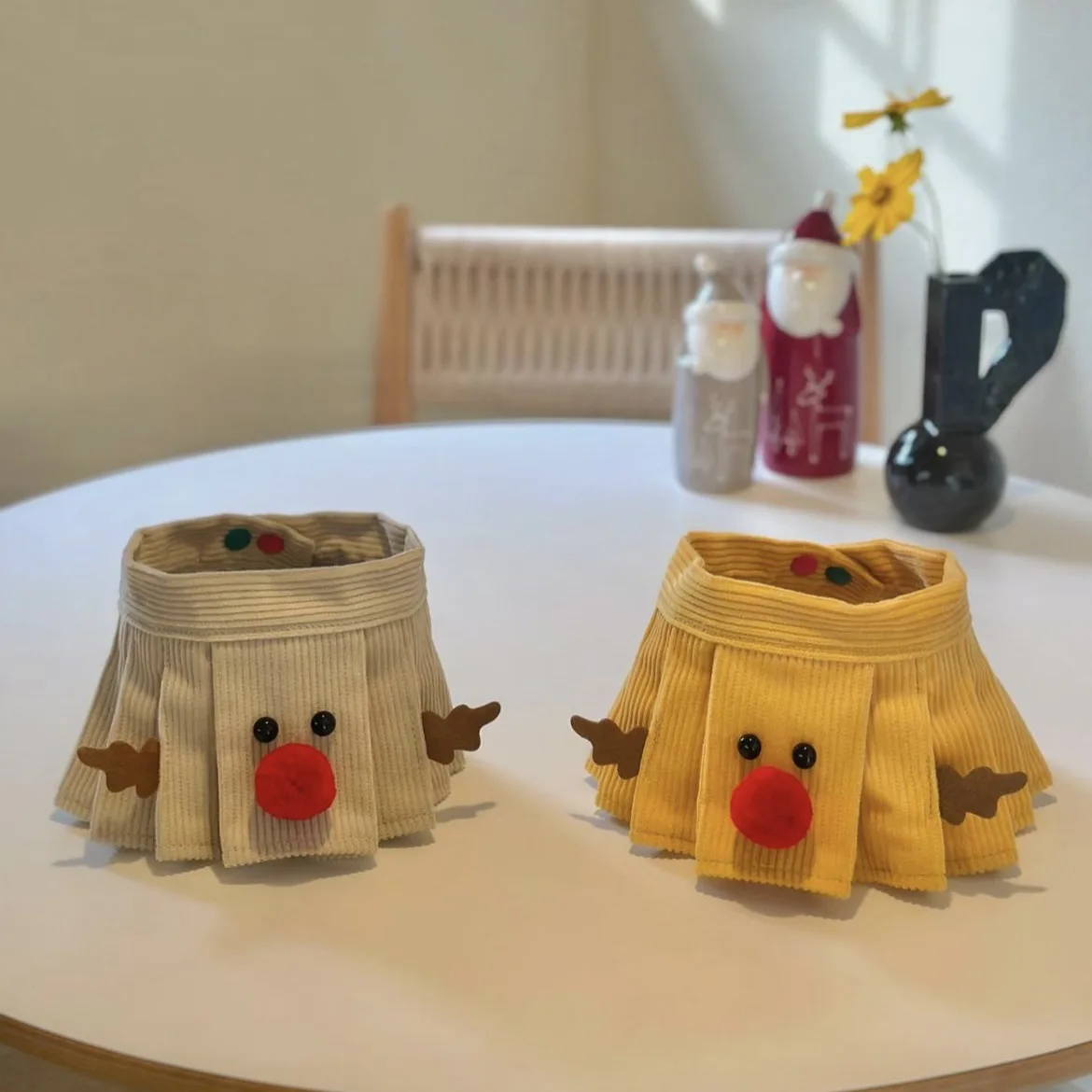 Collar plisado Ins, capa de alce con expresión bonita, bufanda para mascota, gato, perro, toalla de baba, decoración navideña, accesorios para cachorros - imagen 4