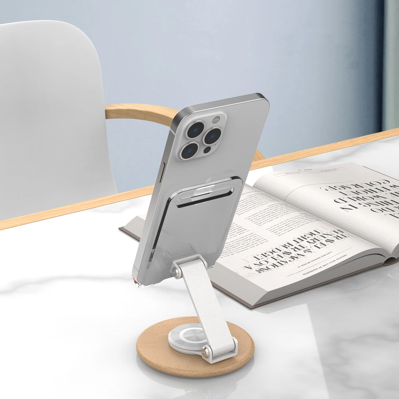 Soporte acrílico para tableta con soporte plegable giratorio de 360 grados para teléfono, soporte portátil ajustable antideslizante para teléfono inteligente de escritorio - imagen 3