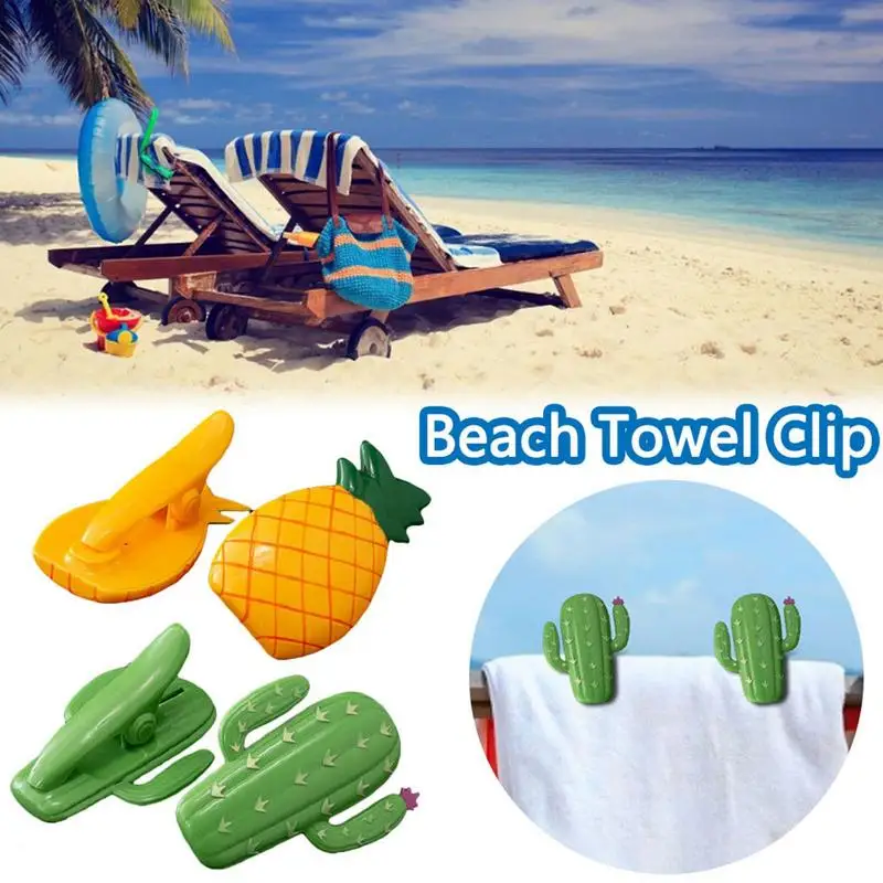 Pinzas grandes de plástico para toallas de playa, percheros de secado para tumbonas, piña, Cactus, pinzas decorativas para ropa, Clip de viaje - imagen 5