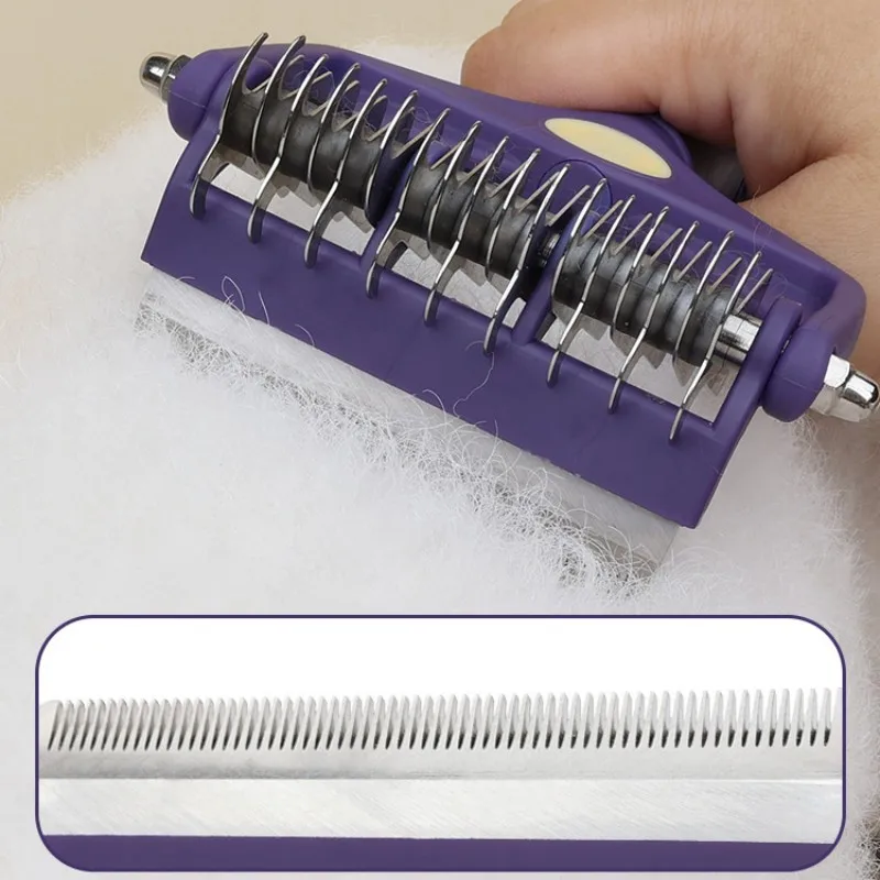 Cuchillo cepillo para perros, peine para perros, peines de doble cara para perros, apertura de nudos para el pelo, cepillo para perros, cuchillo plegable, removedor de pelo para mascotas - imagen 3