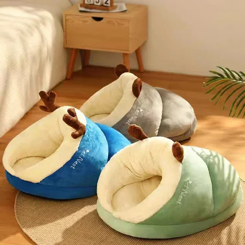Cama suave para perros y gatos, sofá cálido de felpa para mascotas pequeñas y medianas, nido de peluche para dormir, cueva acogedora para cachorros, casa, accesorios para perros - imagen 2