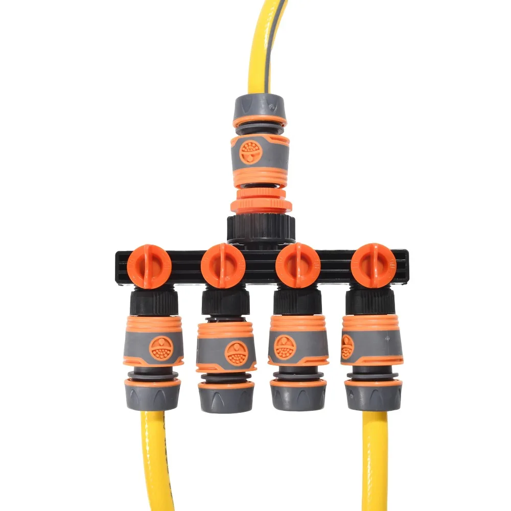 1 Juego de 1/2 "Kit de divisor de manguera de jardín distribuidor de agua de riego doméstico con 1 divisor de manguera y 5 conectores de flujo riego al aire libre