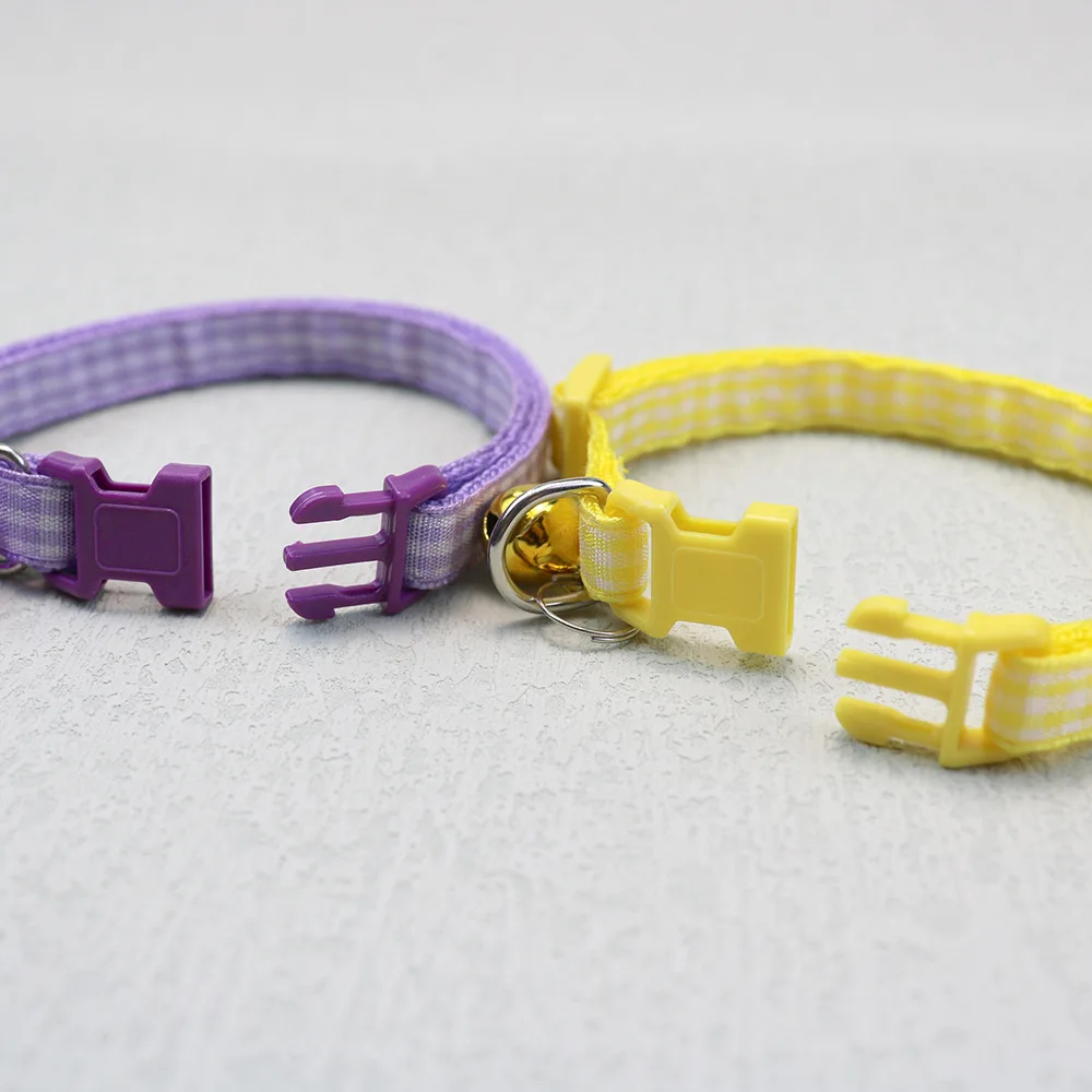 Collar para mascotas con patrón de celosía, Collar ajustable para perros y gatos con campana de seguridad y hebilla a presión, lindo collar para cachorros y gatitos - imagen 5