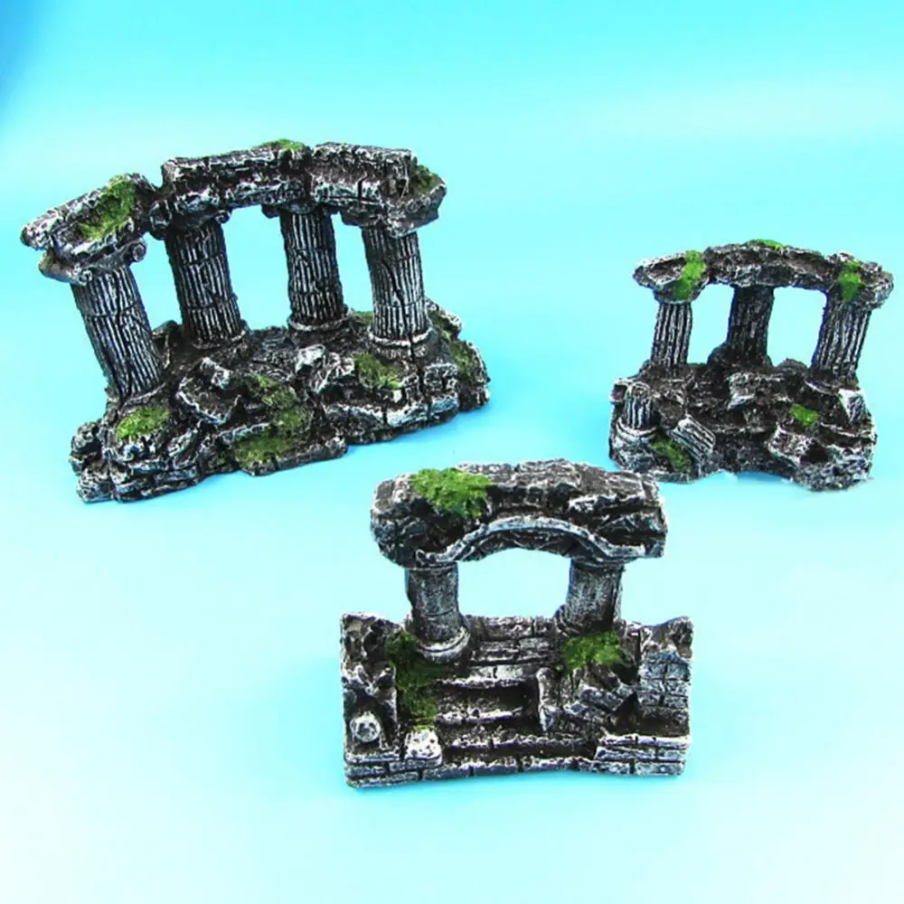NONOR acuario pecera decoración de piedra columna romana Artificial ruinas adornos de Castillo accesorios de decoración dе kuр для ак iyoриума - imagen 3