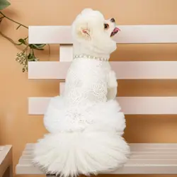 Vestido de encaje con perlas para perros pequeños – Boda y fiesta