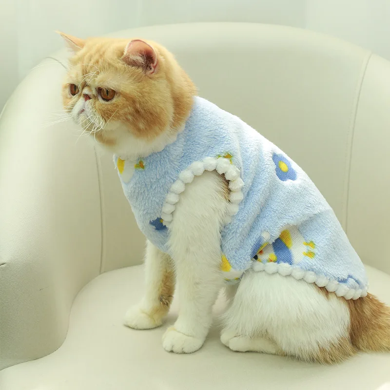 Ropa cálida de invierno para gatos, chaleco con estampado bonito para cachorros, ropa suave de felpa para mascotas, disfraz para perros pequeños y gatitos, accesorios para gatos - imagen 2