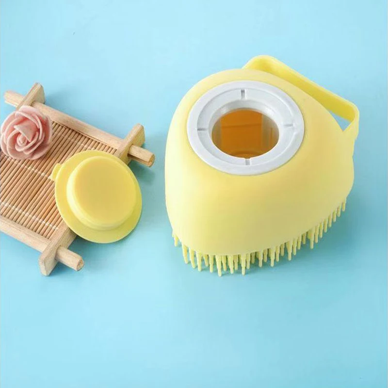 Cepillo de baño para mascotas, masajeador de silicona suave, Gel de ducha, herramientas de limpieza, peine, suministros de aseo para perros y gatos - imagen 3