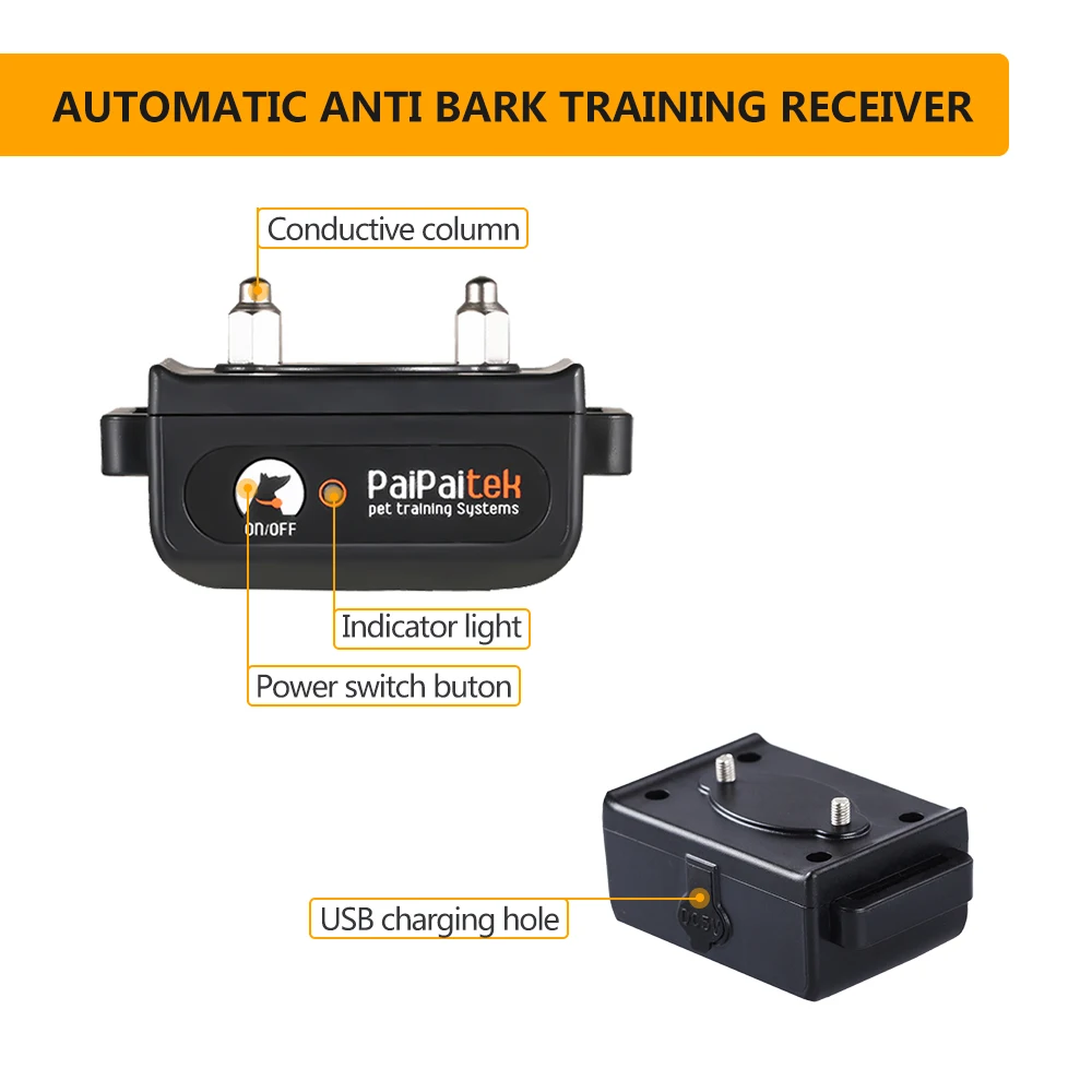 Collar de entrenamiento eléctrico para perros de 1000M, Collar para detener ladridos de perros 1/2/3, Collar de nailon reflectante 2 en 1, dispositivo recargable IPX7 para mascotas - imagen 3