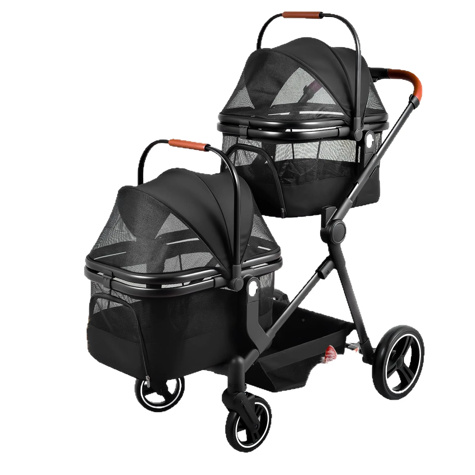 Cochecitos para mascotas de doble capa, ligeros, plegables, perros pequeños y medianos, gatos, cochecitos desmontables, productos para mascotas - imagen 4